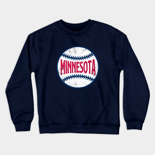 Minnesota Retro Baseball - Navy Crewneck Sweatshirt by KFig21